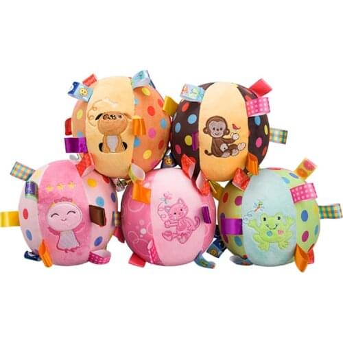 2016 Cartoon Animal Baby Toys Bell Cloth Ball Early Education Teddy Developmental Soft Stuffed Plush Toys Bed Rattles Dolls