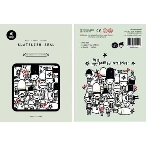 4sheets/Pack Korea Brand Suatelier Soldiers Pattern High Quality Paper Sticker Seal DIY Diary Stationery Scrapbooking Decoration
