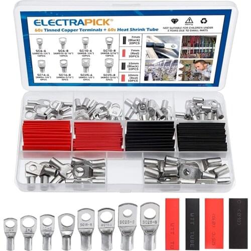 Electrapick 60PCS Computer Screws Kit for Motherboard PC Bolt Hole Tinned Copper Terminals Set-Wire terminals Connector