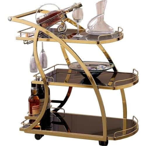 Free shipping Tea cart stainless steel moving glass dining car hotel trolley wine vehicle