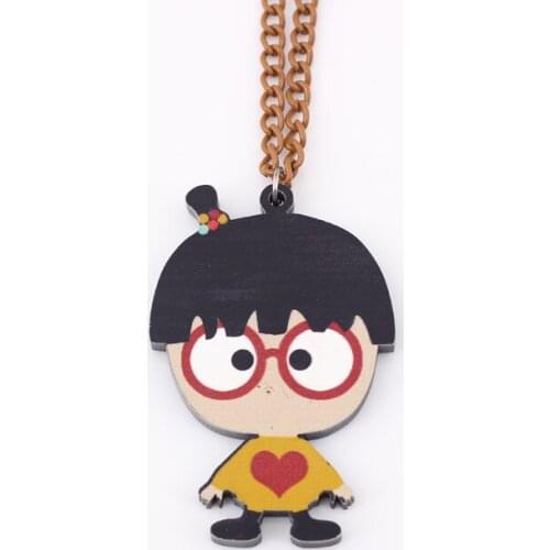 Bonsny colorful boy face new 2014 lovely cute & pendant fashion girls acrylics necklace & pendant for woman Free shipping
