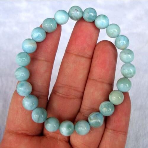 Free Shipping Natural Larimar Round 8mm Beads Bracelet Women Jewelry Accessories Weddings Parties Birthday Gift