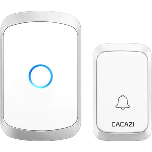 CACAZI Wireless Doorbell DC Battery-operated 300M Range 36 Chimes 5 Volume Waterproof Home Security Cordless Door Call Ring Bell