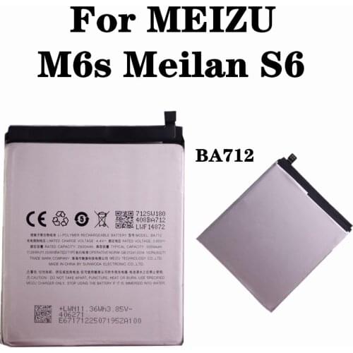 For MEIZU M6s Meilan S6 Mblu S6 M712H M712c M712M M712Q M712Q-B BA712 Battery 3000mAh Phone Replacement Batteries