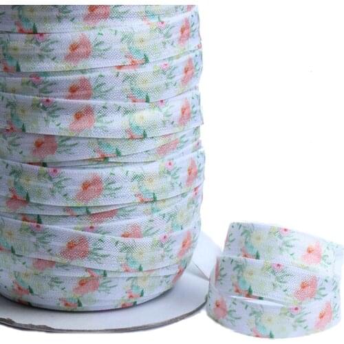 FLRA ElasticBeautiful watercolor flower patterned fold over elastic hairband