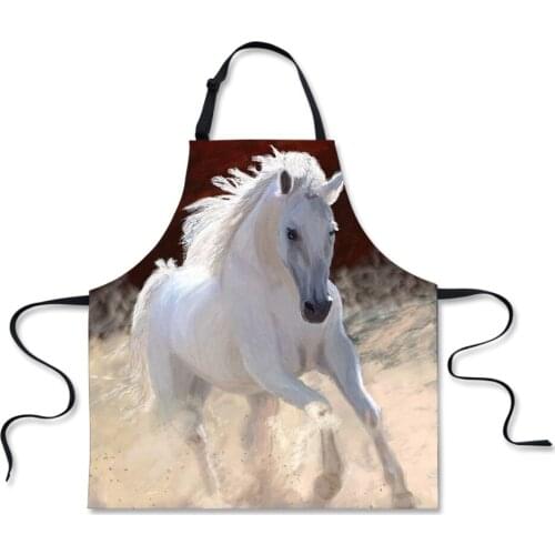 Aprons For Women Funny Crazy Horse 3D Designs Apron Men Kids Cooking Baking Kitchen Bib Delantal Cocina Mujer
