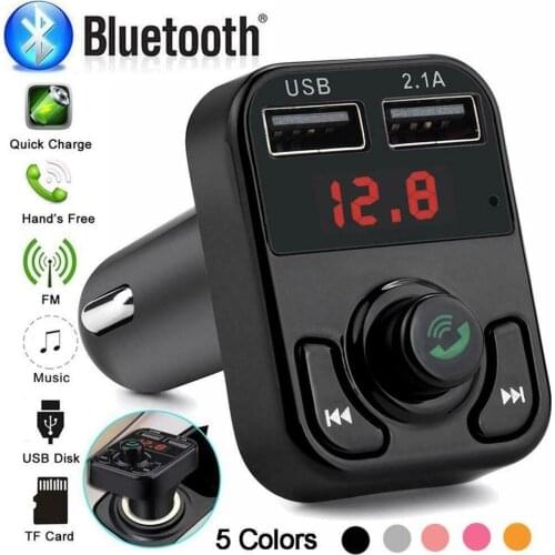 Car Bluetooth 5.0 FM Transmitter Wireless Handsfree Audio Receiver Auto MP3 Player 2.1A Dual USB Fast Charger Car Accessories