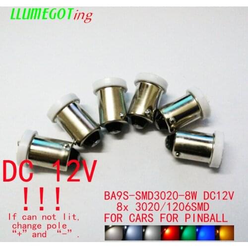 1000pcs BA9S T4W #44 #47 3020 1206 8SMD 12V Interior Reading Dome Lamp DC 12V License Plate Bulbs Marker Light Wedge Lights