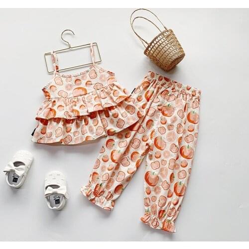 2020 Summer Casual Solid Clothes Cartoon Girls Clothes High Quality Fashion Kids Clothes