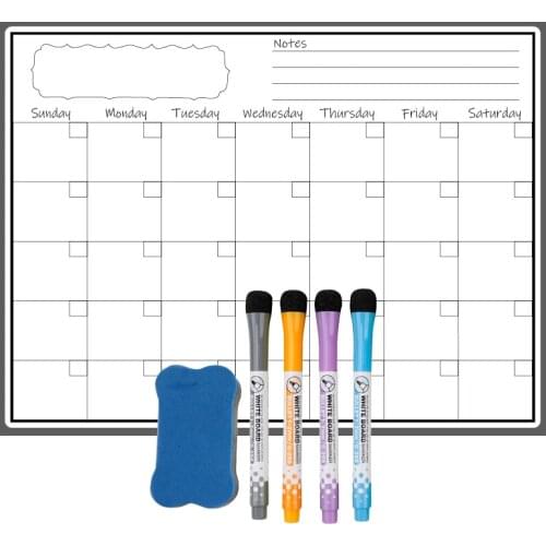 Magnetic Weekly Monthly Planner Calendar Whiteboard Fridge Sticker Magnet Erasable Markers Notes Message Drawing Bulletin Board