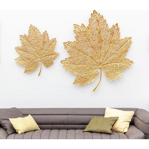 Hotel Club Living Room Metal Maple Leaf Wall Decoration Model Room Background Wall Wrought Iron Wall Hanging Soft Decoration