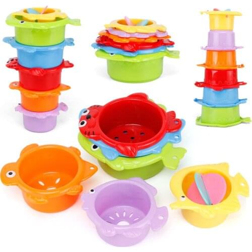 Cartoon Stacking Cups Toys Childrens Enlightenment Cognition Parent-Child Bathroom Beach Bathing Water Educational Outdoor Toys