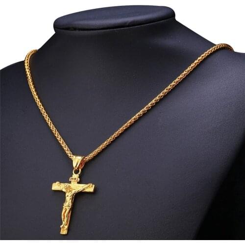 Easter Day Cross Gold Men Necklaces Pendants Chain Punk for Boyfriend Male Stainless Steel Jewelry Creativity Gift Wholesale