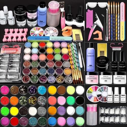 Acrylic Nail Kit Liquid Monomer - Glitter Powder with Carving Powder Set,Complete Practice Hand Acrylic Nails With Everything