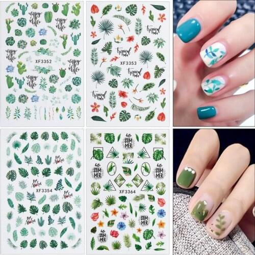 Nail Art Stickers Fresh Flowers Leaves Cactus Set DIY Adhesive Nail Accessories Nail Decoraion WD