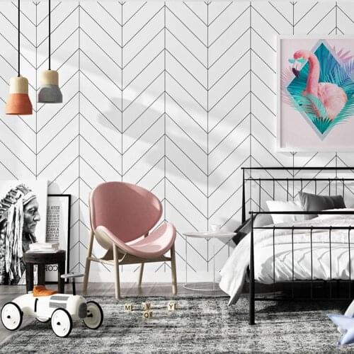 Nordic Ins Black White Wallpaper Geometric Wave Striped Wallpaper Modern Simple Wallcovering for Living Room Clothes Store