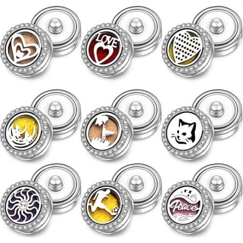 New Aromatherapy Snap Buttons 18mm Magnetic Perfume Locket Stainless Steel Essential Oil Diffuser Romantic Girl Bracelet Jewelry