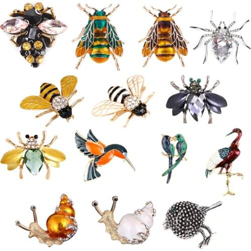 Bee Beetle Crab Ants Snail Bird Brooches Scorpion Rhinestone Vintage Animal Jewelry Accessories Brooch