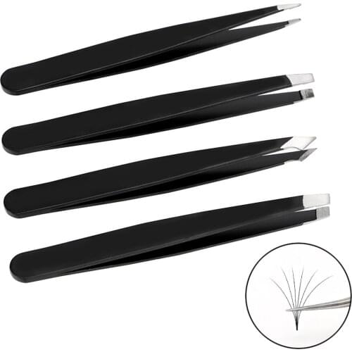 NICEYARD 4 Piece/Set Stainless Steel Tweezers Anti-static Industrial Precision Straight Tweezers For DIY Eyebrow Repair Tools