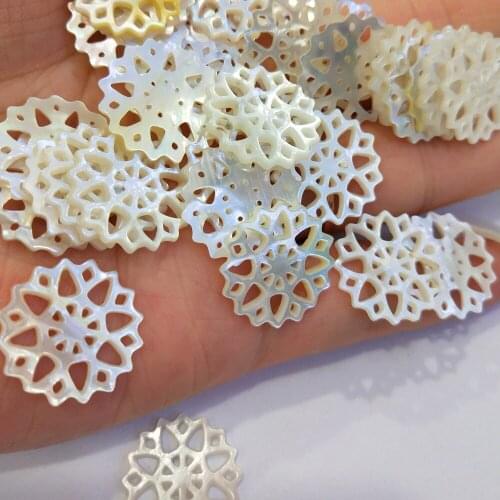 Natural White Shell Pendant Round Hollow Flower Carved Exquisite Charms For Jewelry Making DIY Earring Necklace Accessories