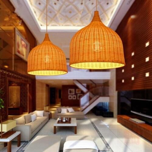 Rattan Lamp Pendant Light Vintage Hanging Lamp Shades E27 Living Room Dining Room Decor Cafe Restaurant Hanglamp