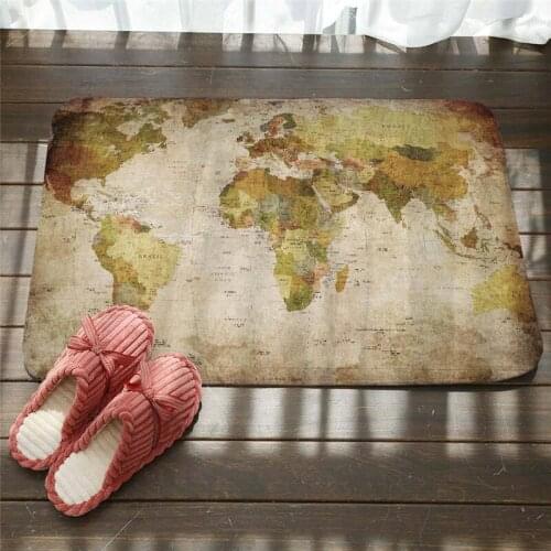 World Map Pattern Doormat Kitchen Carpet Anti-Slip Nordic Style Bathroom Floor Dustproof Mats Kitchen Carpet