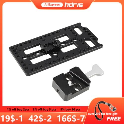 HDRIG Power Splitter Cheese Plate with Quick Release Female V-Lock Dock Male V-Lock Mount for DSLR Camera Cage Battery
