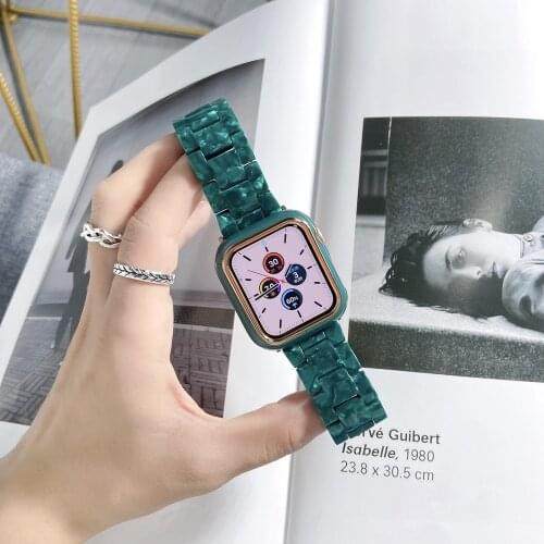 Popular Resin Strap for Apple Watch Band 44mm 40mm 42mm 38mm Correa Loop for iWatch 6 SE series 5 4 3 2 1 Watchband Replacement