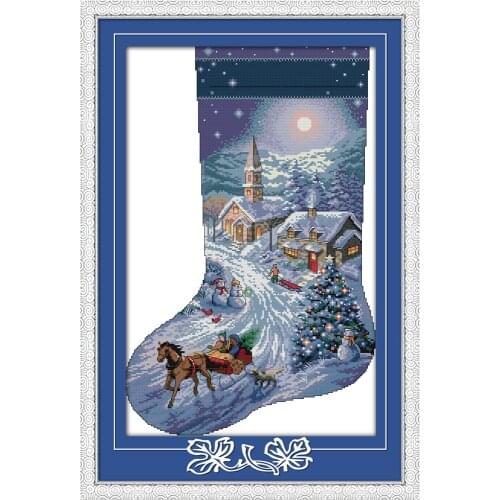 Christmas stocking (2) cross stitch kit DIY hand embroidery set craft handmade needlework