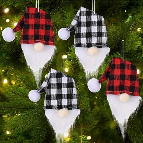 Christmas Decoration Red and Black Plaid Wine Bottle Hat Forest Faceless Old Man Decoration Navidad Gift Merry Christmas Natal