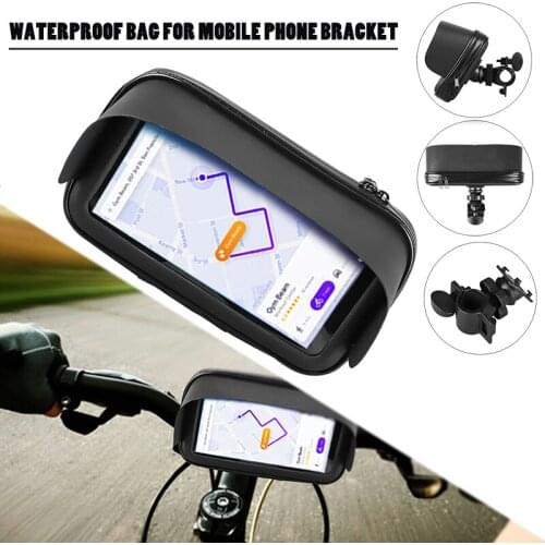 Motorcycle Handlebar Mounted Phone/GPS Holder Case Bag PU Waterproof Phone Case 360 Degree Rotation Bicycle Handlebar Bracket