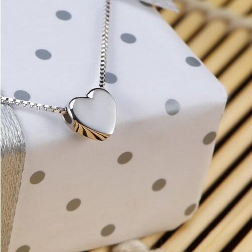S925 Silver Color Necklace Heart Pendant Female Marriage Engagement Jewelry Long Necklace Personality Fashion Jewelry