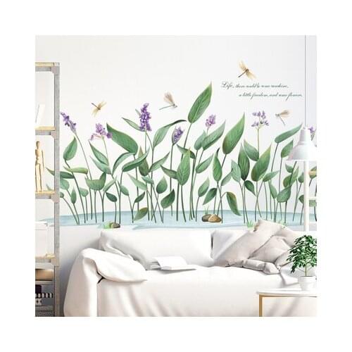 Removable Green Plants Wall Stickers North European Self-adhesive Wall Decoration Skirting Line Corner Wall Decals Modern Poster