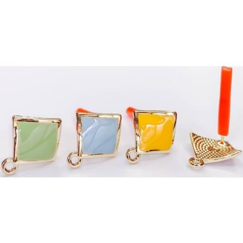 Multicolors Square Bending Simple Stud Earrings Eardrop Accessories Supplies for Jewelry Component Diy Material Handmade 8pcs