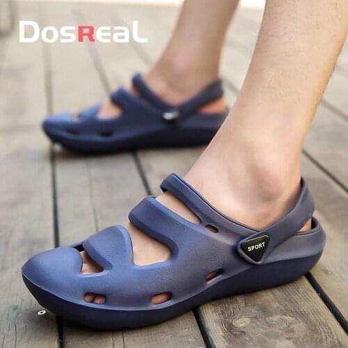 DOSREAL 2021 summer new ladies hole shoes men slippers couple breathable garden shoes casual beach shoes large size EVA sandals