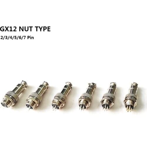 Free shipping 1set GX12 2/3/4/5/6/7 Pin Male + Female 12mm L88-93 Circular Aviation Socket Plug Wire Panel Connector