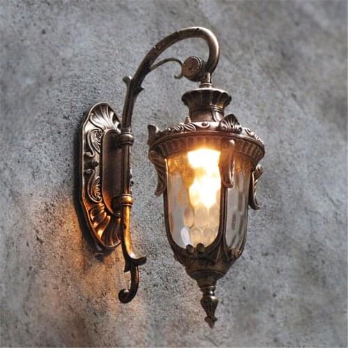 Modern Outdoor Wall Lights Garden Pathway Antique Wall Sconce Aluminum Vintage Country Chandelier Lighting Brown Small LED Lamp