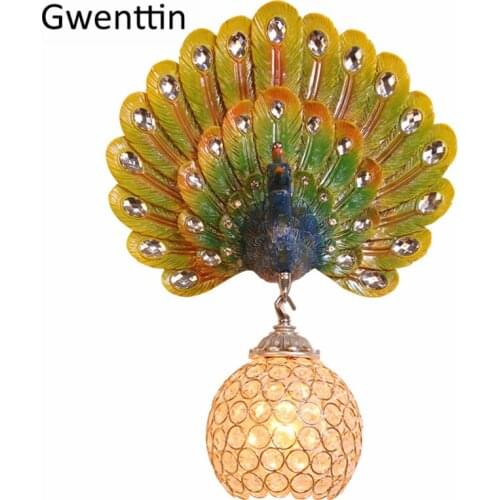 Peacock Led Wall Lamp Modern Sconce Wall Lights for Home Decor Crystal Wall Lamps Bedroom Bar Living Room Stairs Light Fixtures