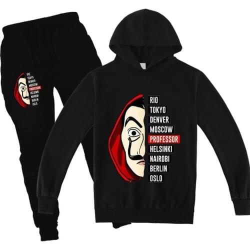 Funny Money Heist Print Sweatshirt and Pants Two Piece Set TV Series House of Paper Autumn Warm Boys Kids Clothes Girls Roupas
