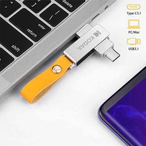 Kodak K243C USB Flash Drives OTG pen drive 32GB 64GB 128GB USB 3.1 Type c Pen Drive high speed PenDrives with lanyard for phone