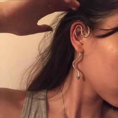 Snake Ear Hook Retro Punk Rock Long Snake Earrings Snake Shaped Earmuffs Earrings for Women and Men Without Pierced Ear Clips