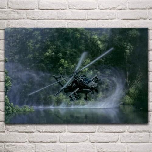 Helicopter military propellers flight water splash fabric poster living room home wall decor canvas silk art print KM571