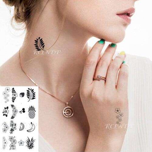 Waterproof Temporary Tattoo Sticker Pineapple Banana Fruit Cherry Strawberry Flower Fake Tatto Flash Tatoo for Kids Men Women