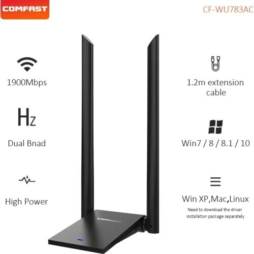 WIFI Adapter dual band 2.4&5.8G RTL8814AU 1900Mbps USB3.0 Wireless Network Card 802.11ac With 2*6dBi Rotatable Antenna receiver