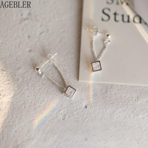 Trendy Hollow Cube Women Drop Stud Earrings with Zircon 925 Sterling Silver Luxury Earrings Rubiks Cube Gift Woman Brinco