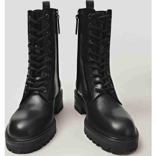 SOUTHLAND 2021 England vintage fashion cowhide High top Martin boots Motorcycle ankle boots women zippers botas mujer shoes wome