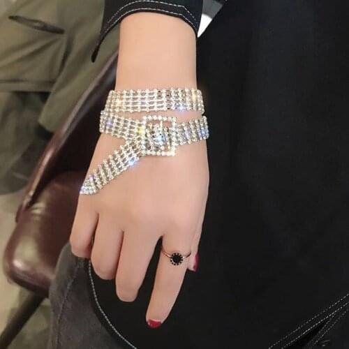 European style Rhinestone Belt Bracelet temperament Bracelet womens Korean version simple personality fashion bracelet Jewelry
