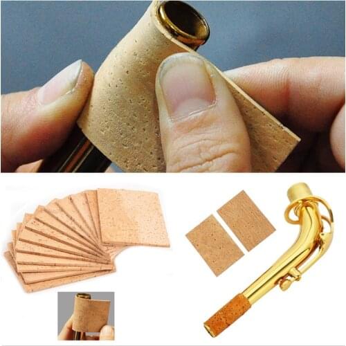 10Pcs Universal Sax Neck Cork Natural Durable Wooden Alto Saxophone Neck Joint Cork Sheet for Alto/Soprano/Tenor Brass