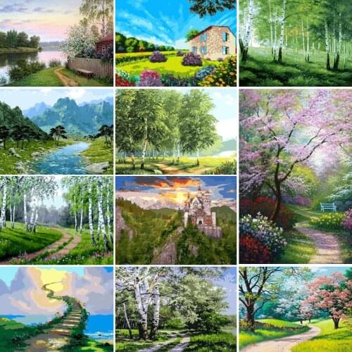 50/65/75CM DIY tree Children Painting By Numbers Picture Colouring Zero Basis HandPainted Oil Painting Unique Gift Home Decor