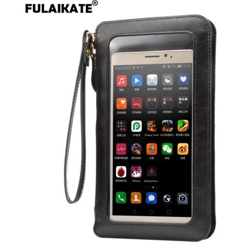 6.3"Crazy Horse Wallet Universal Bag for iPhone6 6s Plus Lanyard Holster Touch Screen Case for Samsung Galaxy S7Edge Note4 Note5